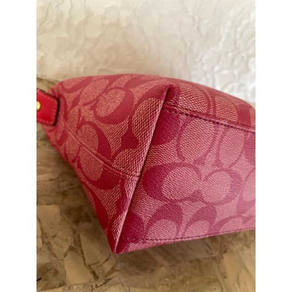 RARE Vtg COACH Pink heritage striped coated canvas Y2K Demi mini bag - Picture 8 of 10